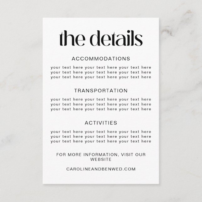 Modelo de Detalhes do Casamento da Tipografia Negr (Frente)