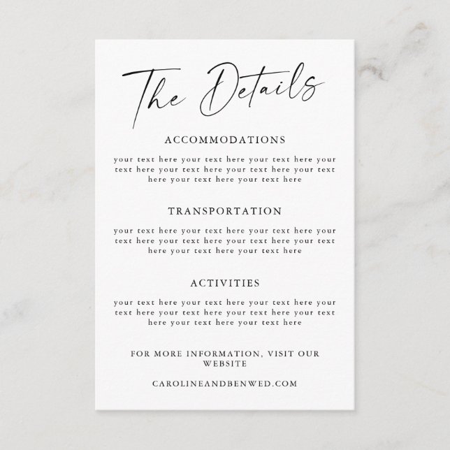 Modelo de Detalhes do Casamento de Script Preto Si (Frente)