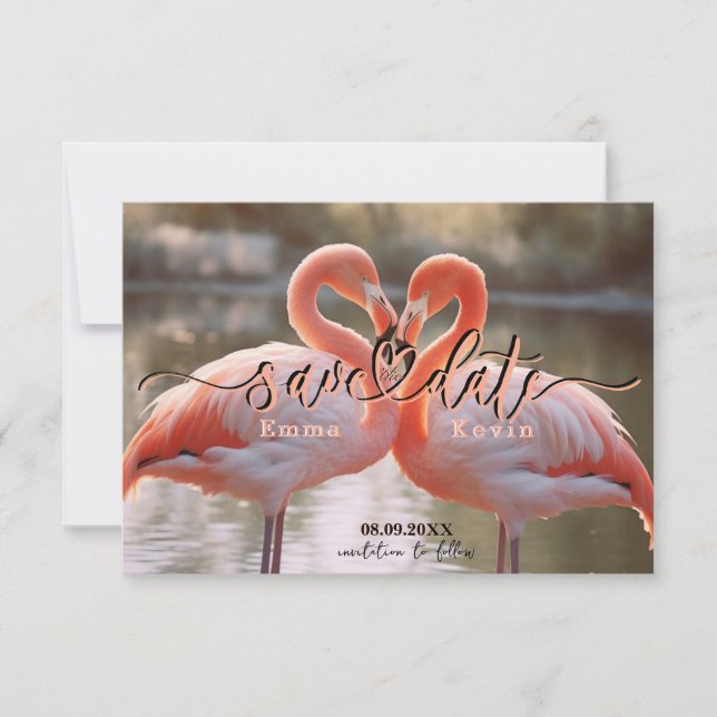 Modelo de Elegante Flamingo de Amor para Salvar a  (Frente)
