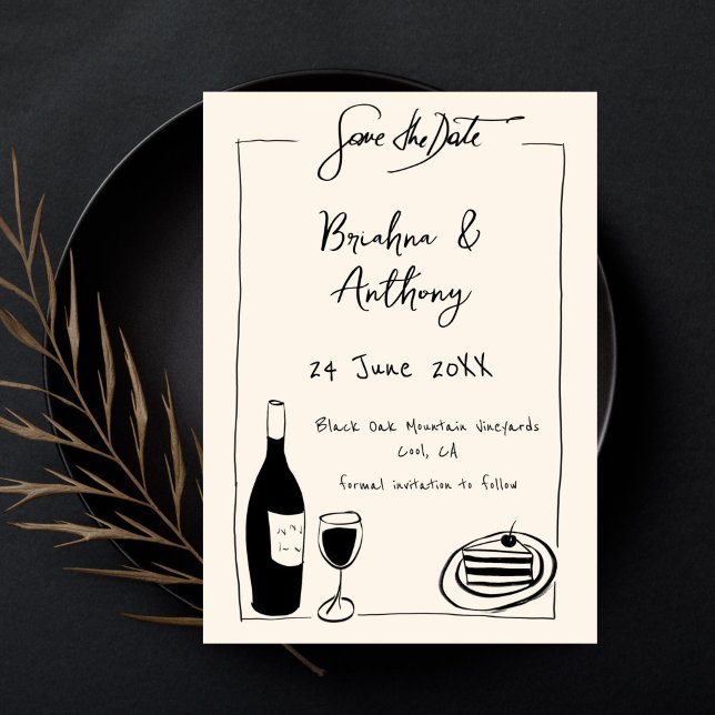 Modelo de escrivagem peculiar desenhada à mão (Whimsical hand drawn quirky scribble illustration template save the date invitation digital download)