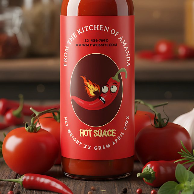 Modelo de Etiqueta de Molho Picante Caseiro Retrô (Criador carregado)