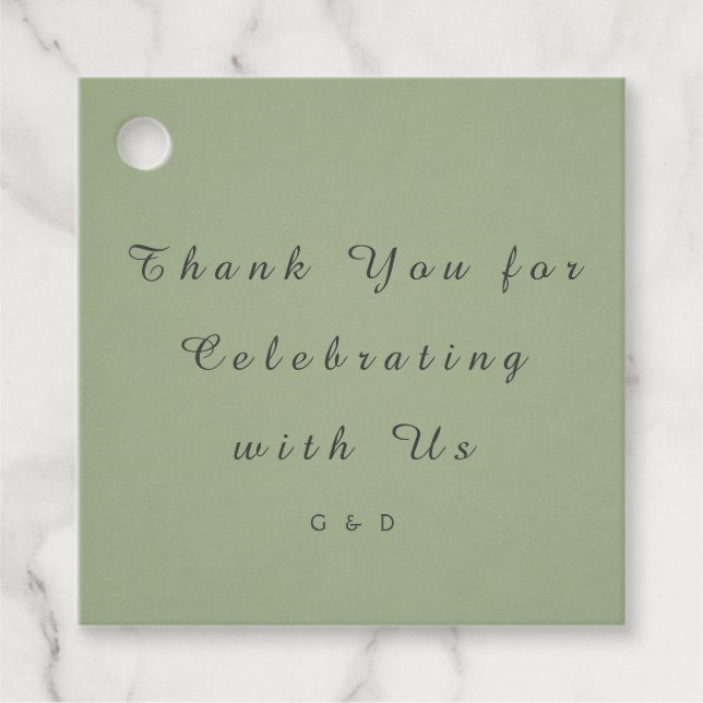 Modelo de etiqueta de presente de casamento verde (Frente)