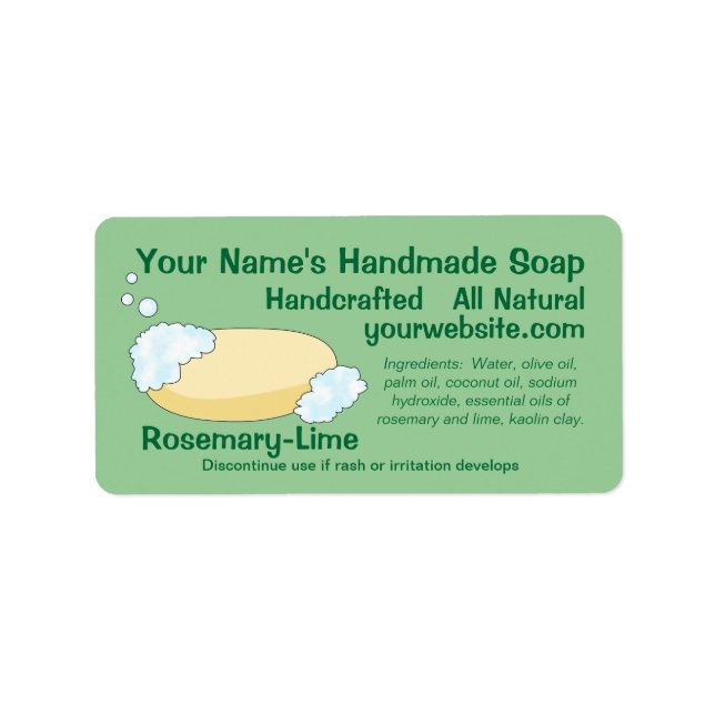 Modelo de Etiqueta Soap Personalizável (Frente)