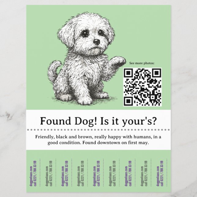 Modelo de Flyer de Cachorro Desmembrável  (Frente)
