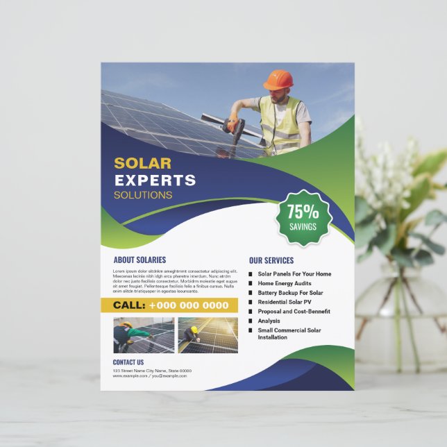 Modelo de folheto da Solar Expert Solution  (Em pé/Frente)
