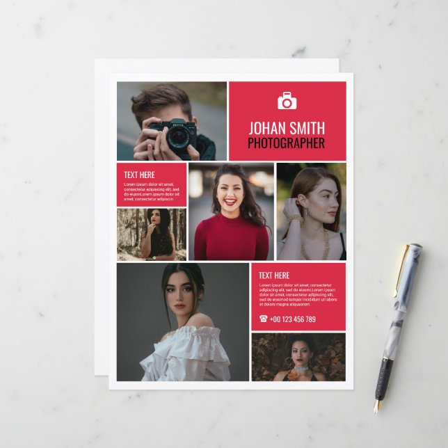Modelo de Folheto de Fotografia Profissional (Frente/Verso In Situ)