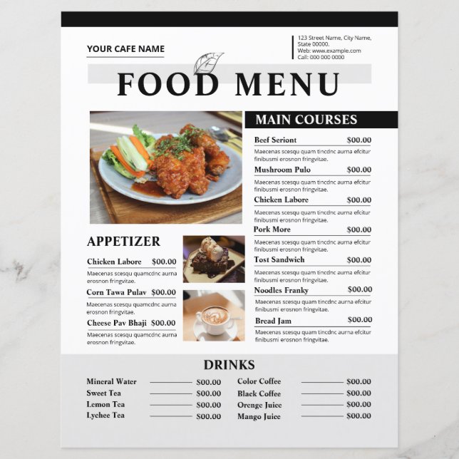 Modelo de Folheto de Menu de Restaurante (Frente)