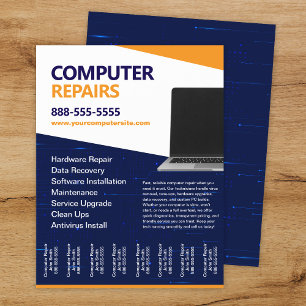Modelo de Folheto de Reparos de Computador com Tir