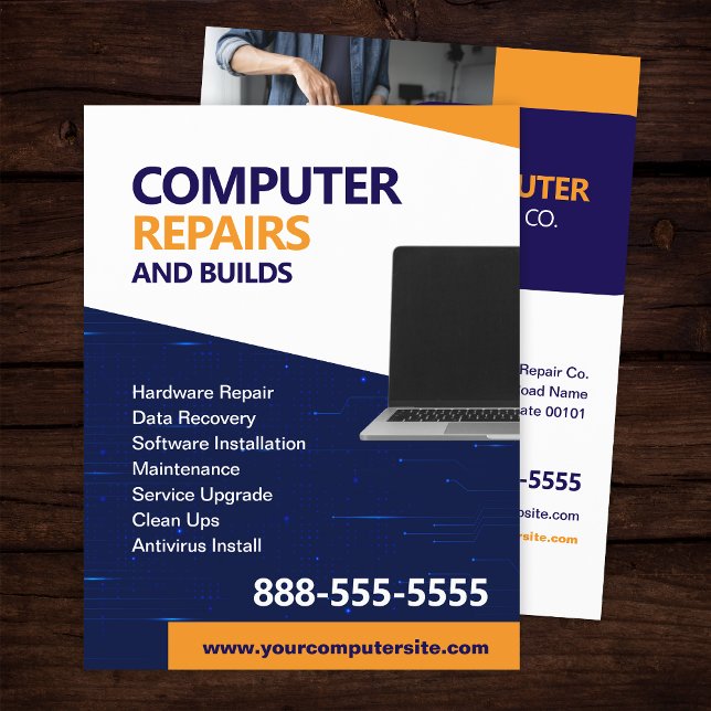 Modelo de Folheto de Reparos e Manutenção de Compu (Criador carregado)