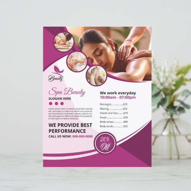 Modelo de Folheto de Spa e Salão de Beleza (Em pé/Frente)