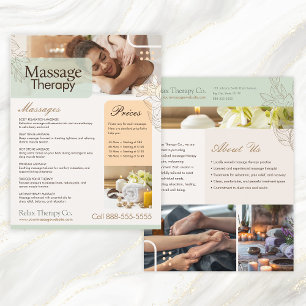 Modelo de Folheto de Terapia de Massagem