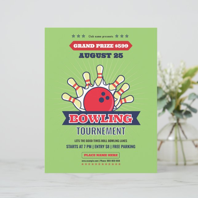 Modelo de Folheto de Torneio de Boliche (Em pé/Frente)