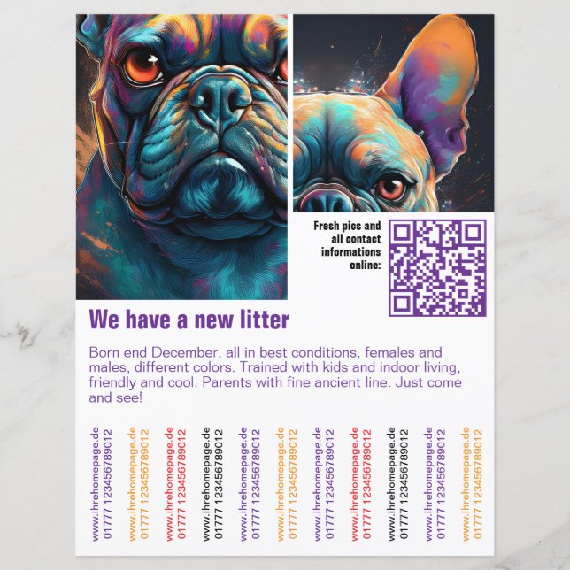 modelo de folheto de venda de cachorros com código (Frente)