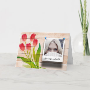 Modelo de Foto de Aniversário Floral, Tulip Rosa,