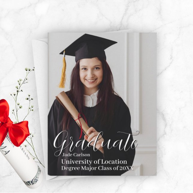 Modelo de Foto de Anúncio de Graduação Clássica (Graduation Announcement Template)