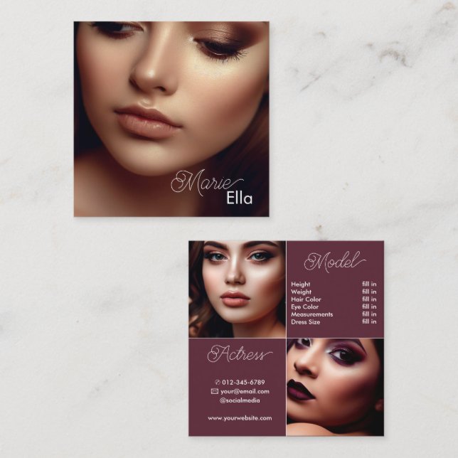 Modelo de Foto de Cartão Comp Simples Moderno Burg (Frente/Verso)