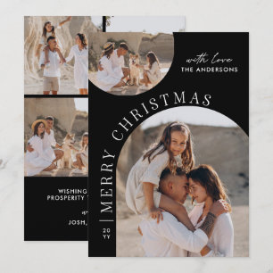 Modelo de foto de Natal com layout de arco preto m
