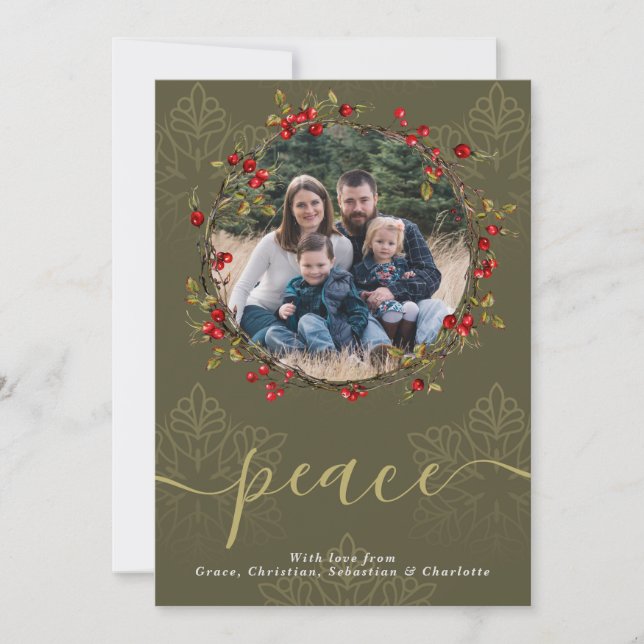 Modelo de Foto de Natal Holly Berry Wreath (Frente)