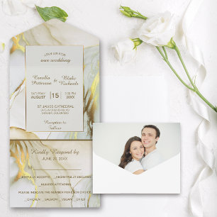 Modelo de Foto Dourado Marble All in One Wedding