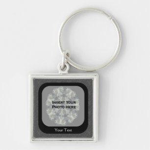 Modelo de Foto Floral Preto Chaveiro Personalizado
