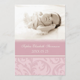 Modelo de Foto Rosa Novo Anúncio de Nascimento Beb