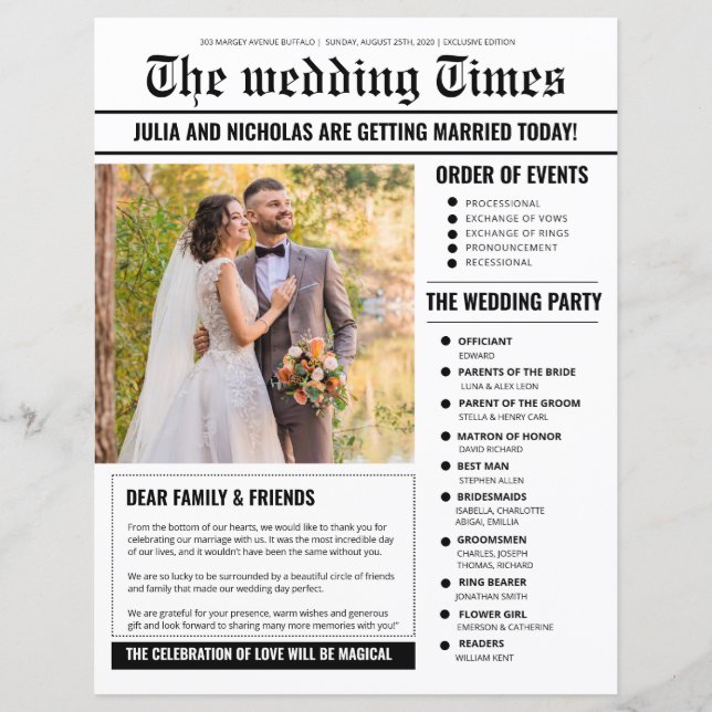Modelo de Jornais do Programa Casamento (Frente)