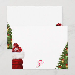 Modelo de letra manuscrita de Natal com monograma