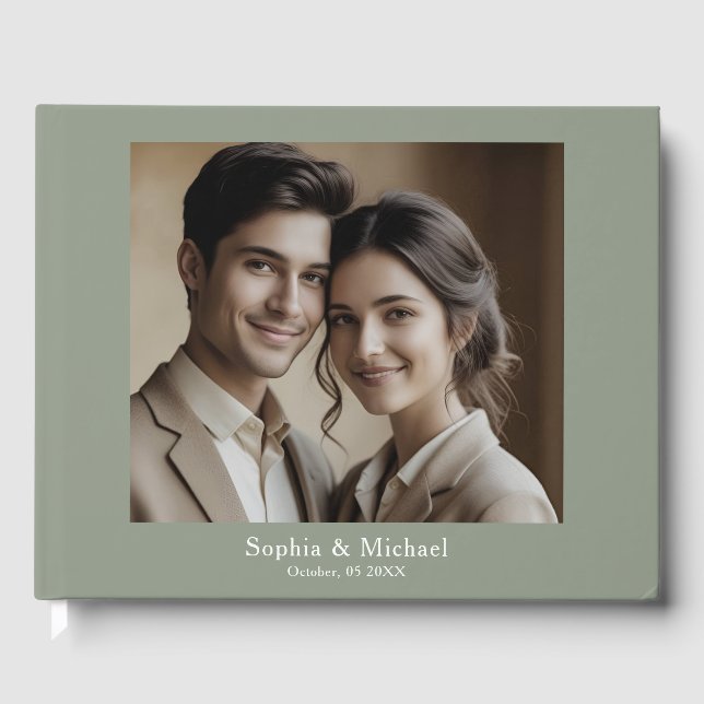 Modelo de Livro de Visitas de Casamento com Foto M (Frente)