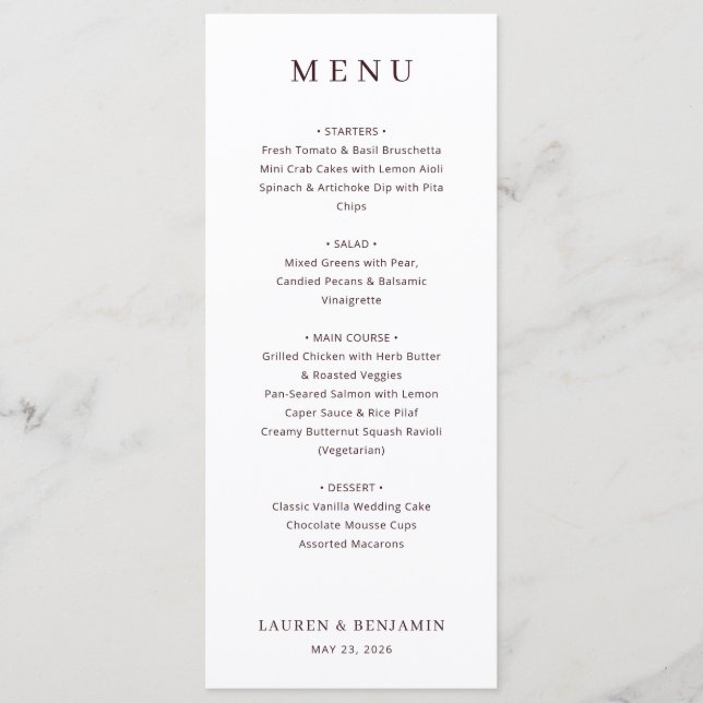 Modelo de Menu Branco Elegante (Frente)
