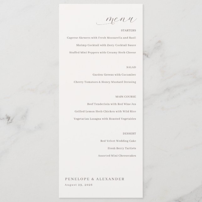 Modelo de Menu Creme Elegante (Frente)