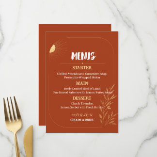 Modelo de Menu de Casamento Boho Terracota