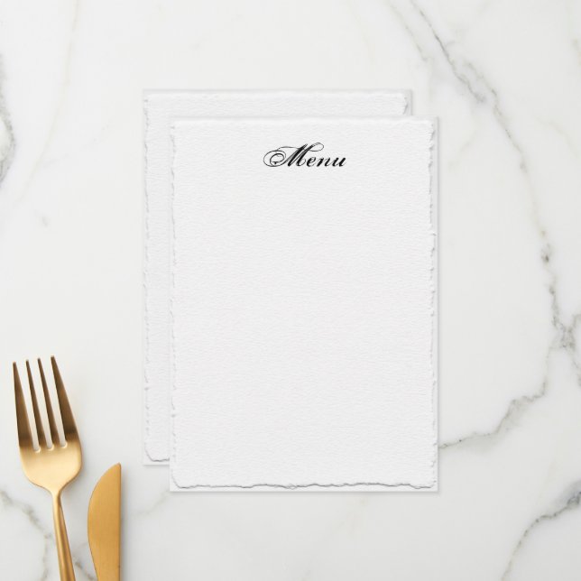 Modelo de Menu de Casamento Branco com Borda Faux- (Frente/Verso In Situ)