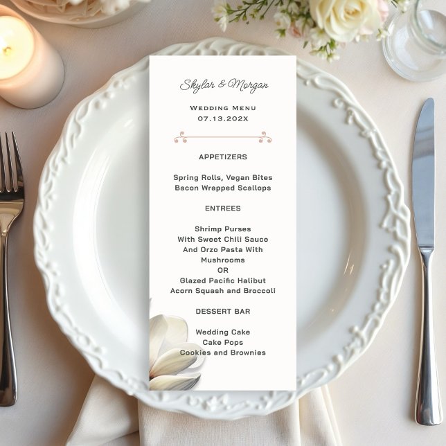Modelo de Menu de Casamento com Flores de Magnólia (Criador carregado)