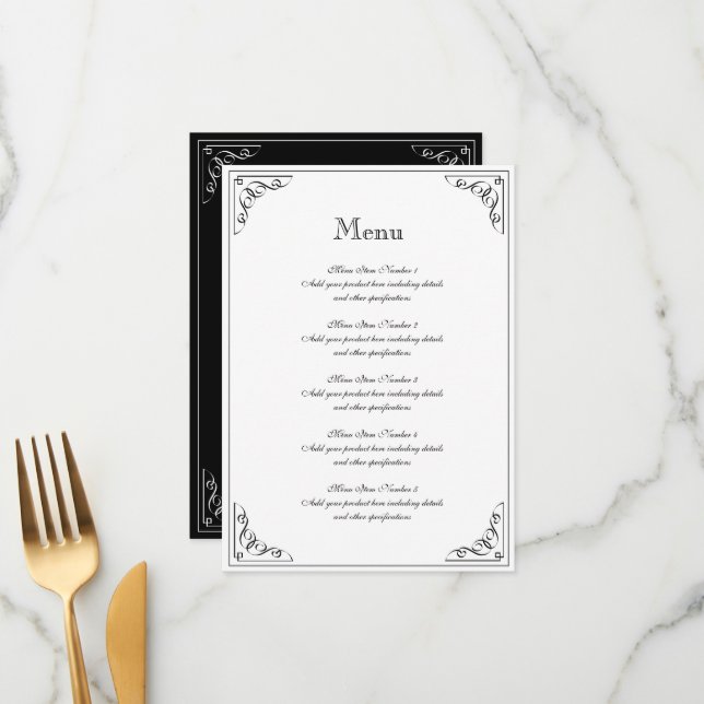 modelo de menu de casamento com flores em estilo c (Frente/Verso In Situ)