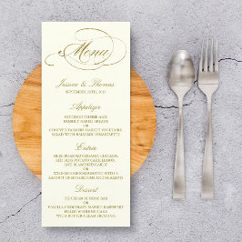 Modelo de Menu de Casamento de Folha Ouro Chic Fau