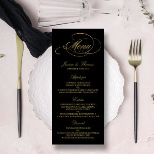 Modelo de Menu de Casamento de Folha Ouro Chic Fau