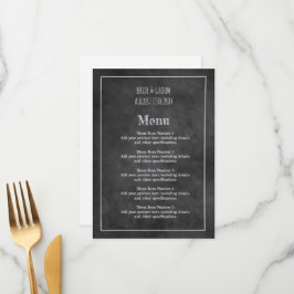 Modelo de menu de casamento de quadro negro casual