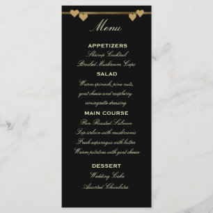 Modelo de Menu de Casamento Dourado e Preto