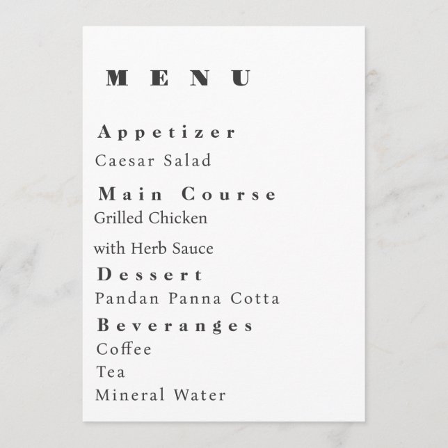 Modelo de Menu de Casamento Moderno (Frente)