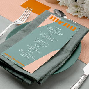 Modelo de menu de casamento moderno retrô groovy