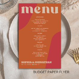 Modelo de menu de casamento retrô moderno econômic