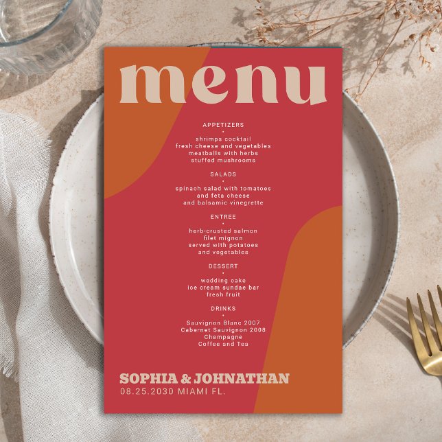 Modelo de menu de casamento retrô moderno econômic (Criador carregado)