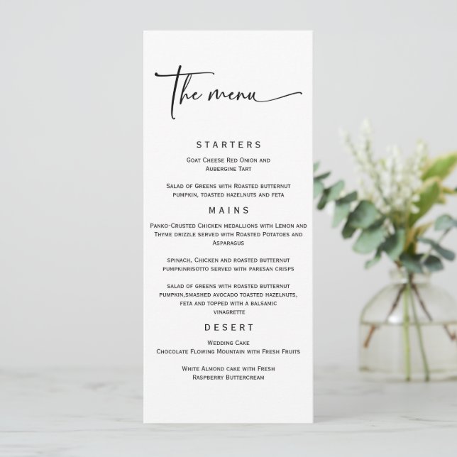 Modelo de Menu de Casamento Simples e Elegante (Em pé/Frente)
