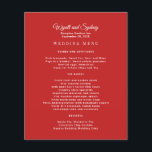 Modelo de Menu de Casamento Vermelho de Recepção<br><div class="desc">O modelo de menu vermelho de casamento é barato e fácil de criar usando modelos de texto. A frente é vermelha com texto branco. Incluir nomes, local e data do evento no topo. O título do menu seguinte com todas as comidas e bebidas a serem servidas é adicionado num parágrafo...</div>
