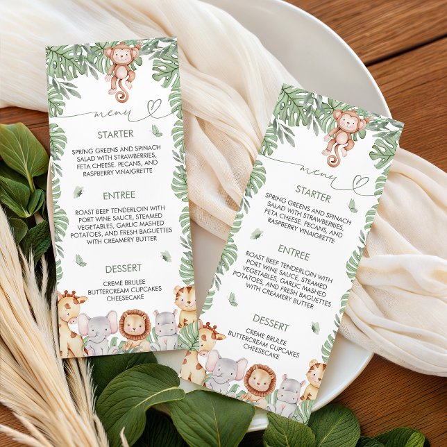 Modelo de Menu de Chá de Bebê Safari (Criador carregado)