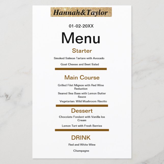 modelo de menu de jantar elegante (Frente)