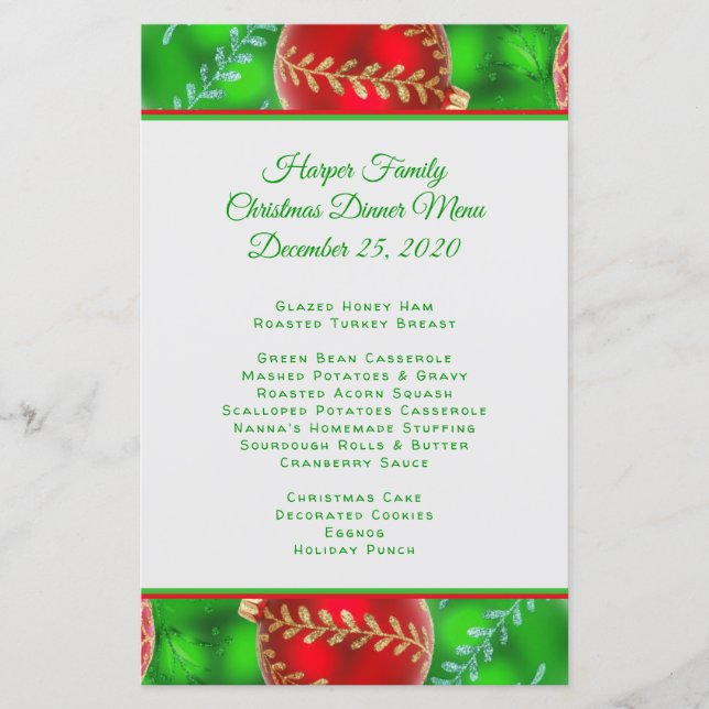 Modelo de Menu de Natal de Família Tradicional (Frente)