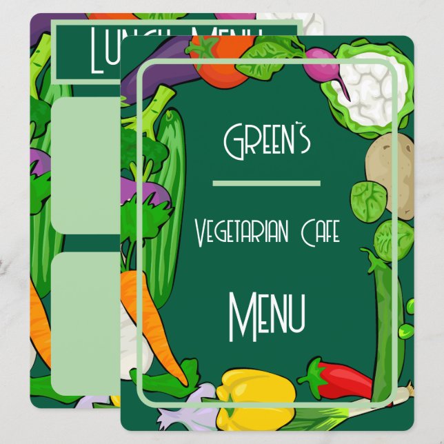 Modelo de Menu Personalizado Duplo Lado Plano (Frente/Verso)