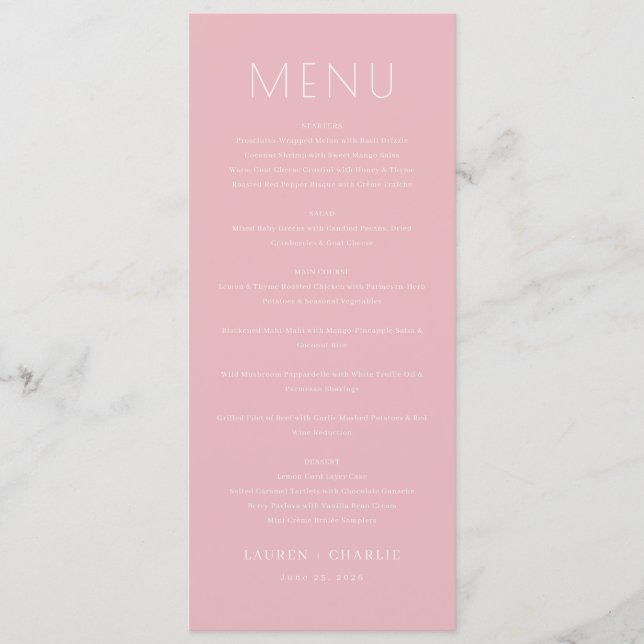 Modelo de Menu Rosa Elegante (Frente)