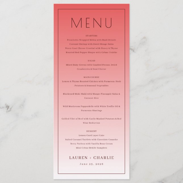 Modelo de Menu Rosa Sofisticado (Frente)